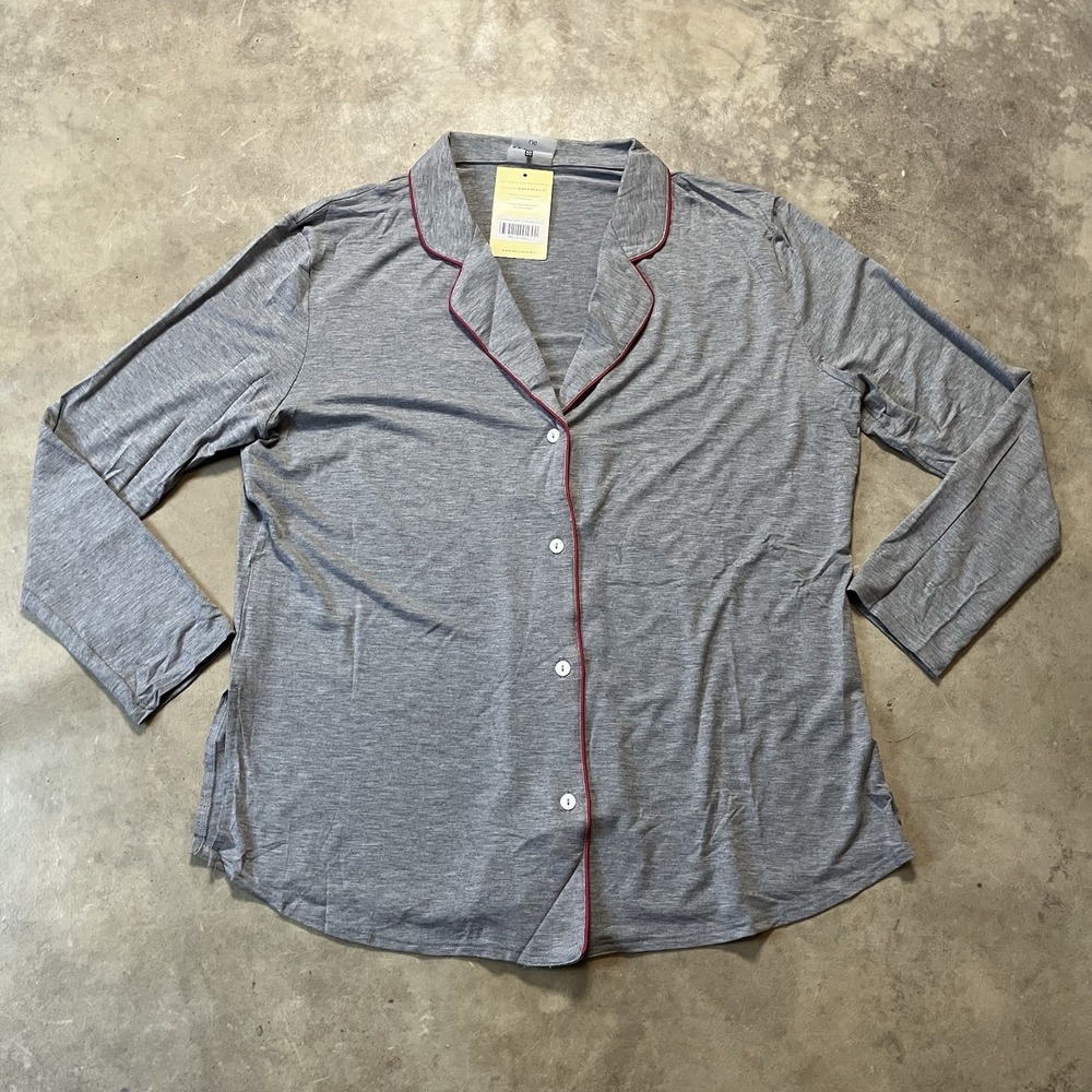 Recliner NYC Pajama Top Womens Large Button Sleep Shirt Loungewear